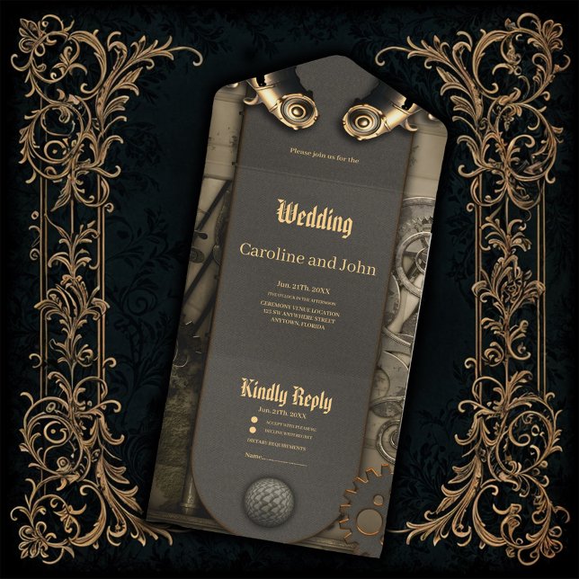 Romanticism in wheels and tubes the steampunk soul all in one invitation (Creator Uploaded)