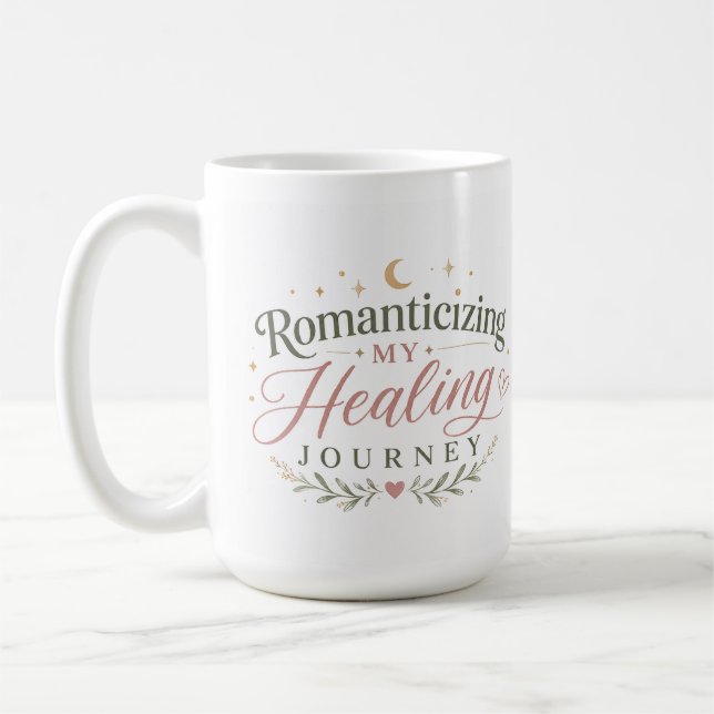 Romanticizing My Healing Journey Boho Coffee Mug (Left)