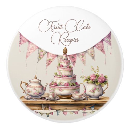 Romantics floral tea theme custom text ceramic knob