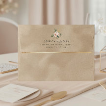 Romantik Beige & Gold Velvet Wedding Envelope