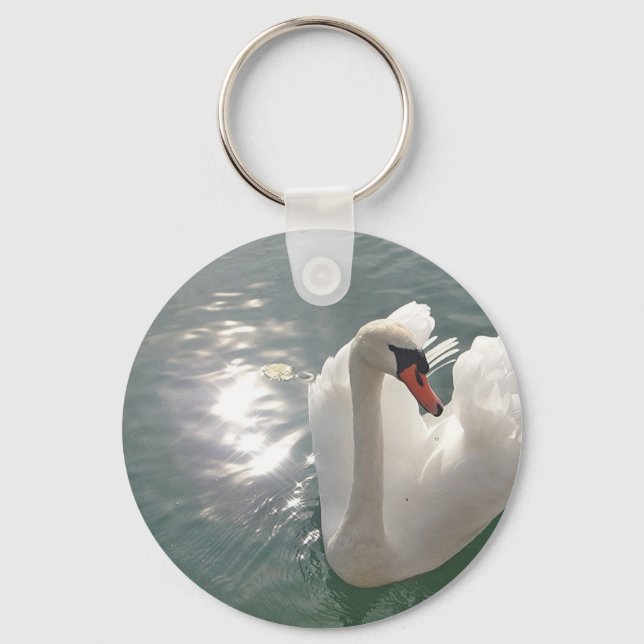 Romantischer weisser Schwan Keychain (Front)