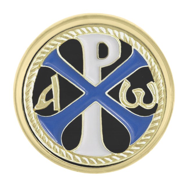 Romanus Pinus Christogrammae (Chi-Rho)  Gold Finish Lapel Pin (Front)