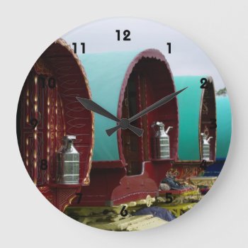 Romany Gypsy Bowtop Wagons Large Clock by customizedgifts at Zazzle