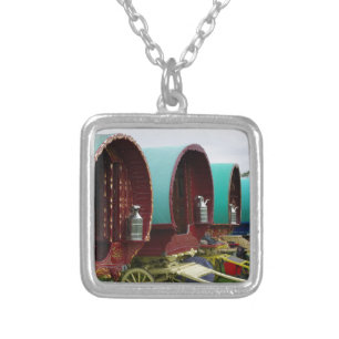 Romany gypsy caravans silver plated necklace