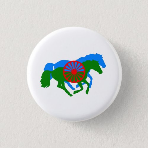 Romany Gypsy flag and horse Button