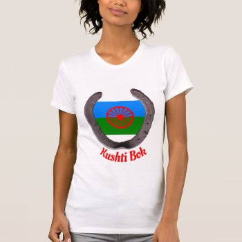 Romany Gypsy Flag Horse Shoe T-shirt by customizedgifts at Zazzle