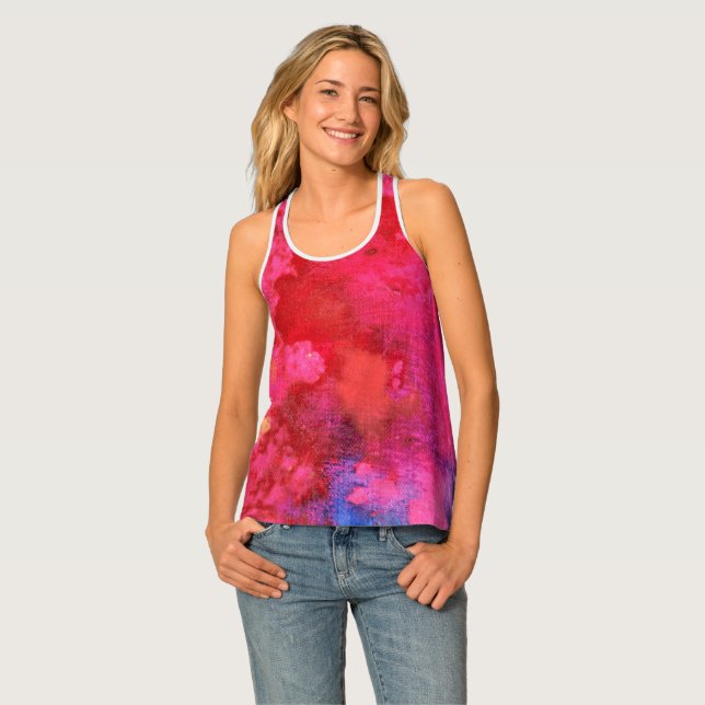 Romatic Girly Hot Shocking Pink Neon Party Tank Top (Front Full)