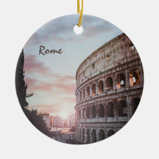 Rome Ancient Architecture sunset cityscape Ceramic Ornament (Front)