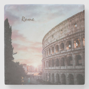 Rome Ancient Architecture sunset cityscape Stone Coaster