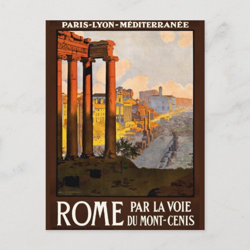 Rome at Dawn Par La Voie Travel Poster 1920 Postcard
