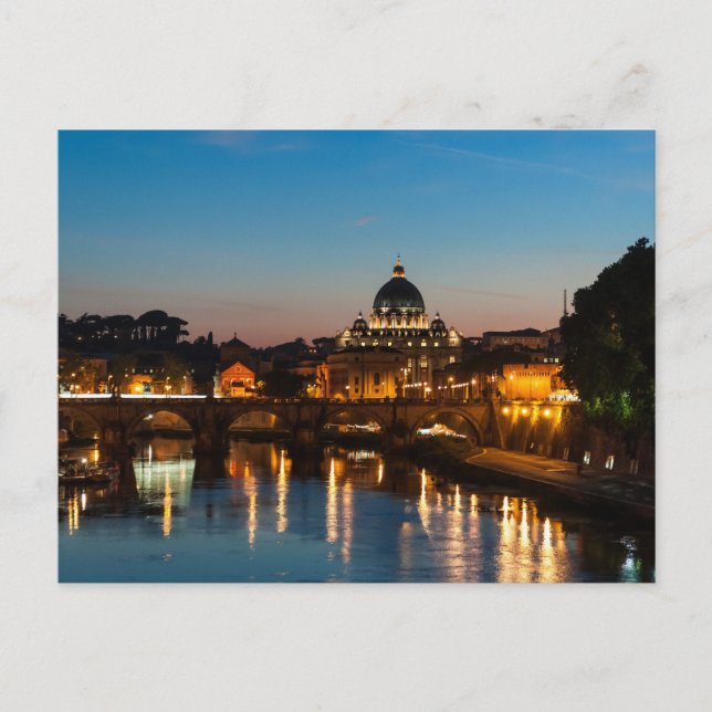Rome at night Postcard | St Peters | Sunset (Front)