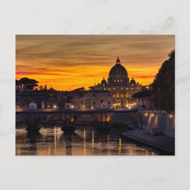 Rome at Sunset Announcement Postcard (Front)