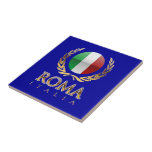 Rome Ceramic Tile<br><div class="desc">Rome, Italy | The Italian flag (La bandiera d'Italia, or Il tricolore italiano- red, white, and green), surrounded by a wreath of laurels, which is a traditional Roman symbol. Here, the laurel has a double meaning: in the Roman culture it represents victory, power, and honor, while in the Christian tradition,...</div>