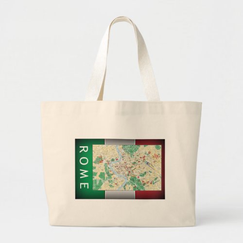 Rome City Map Large Tote Bag