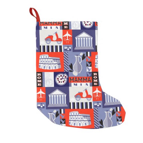 Rome city seamless decorative pattern design Trav Small Christmas Stocking