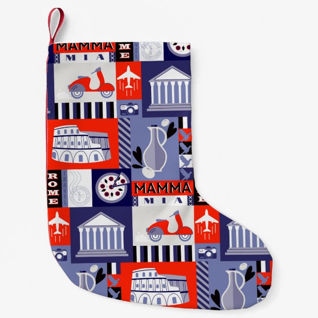 Rome city seamless decorative pattern design. Trav Small Christmas Stocking (Front)