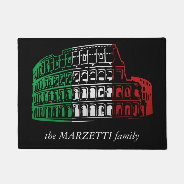 Rome Coliseum Italian Flag Personalized Doormat (Front)