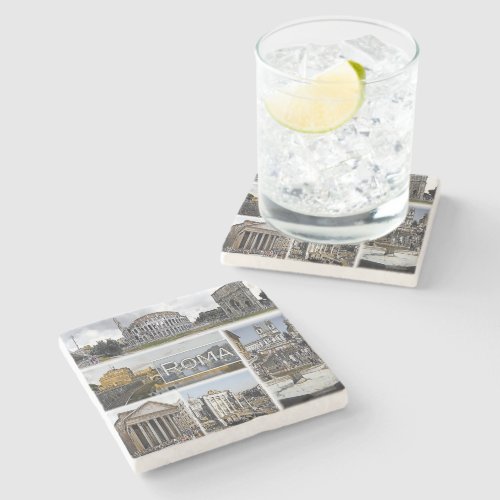 Rome  Colosseum _ Arch of Constantine _ Pantheon Stone Coaster