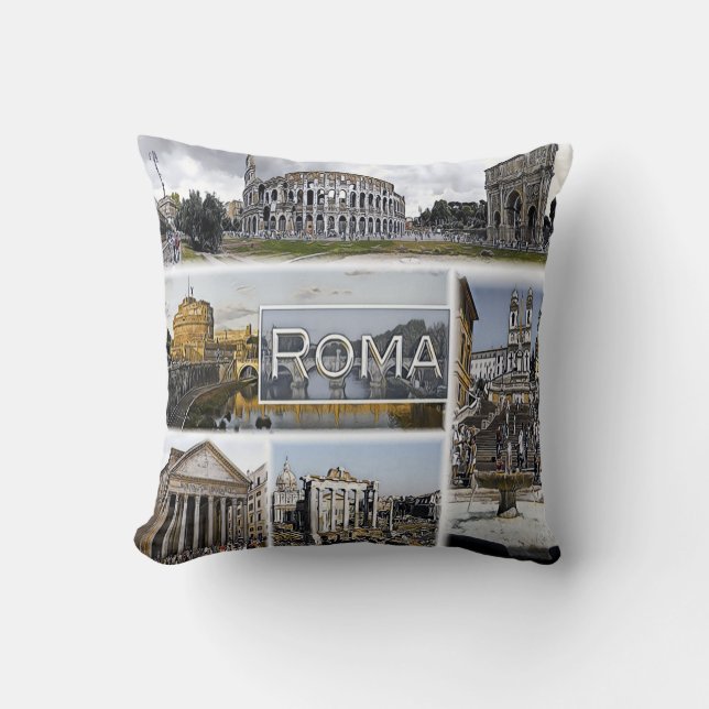 Rome ^ Colosseum - Arch of Constantine - Pantheon Throw Pillow (Front)