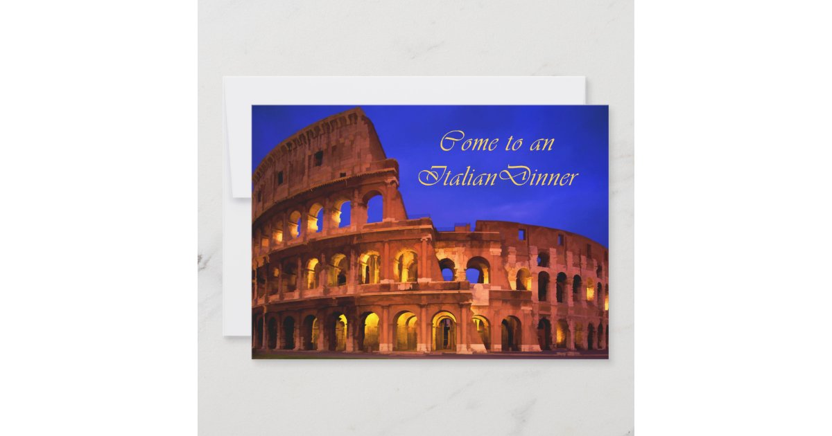Rome Colosseum at Night Italian Dinner Invitation | Zazzle