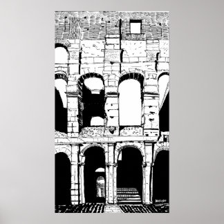 Rome Colosseum Black White Italy Travel Art Print