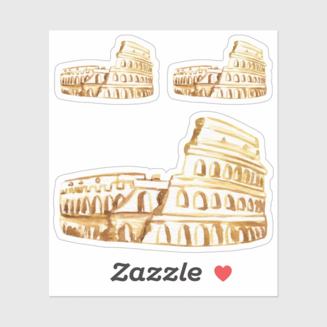 Rome Colosseum Italy Watercolor Sticker (Sheet)