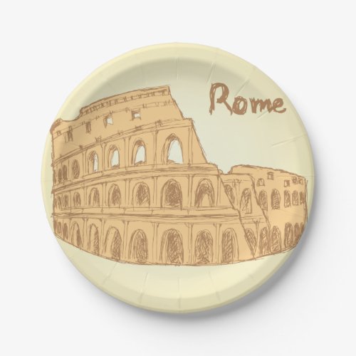 Rome Colosseum Sketch Paper Plates