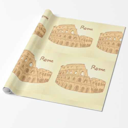 Rome Colosseum Sketch Wrapping Paper