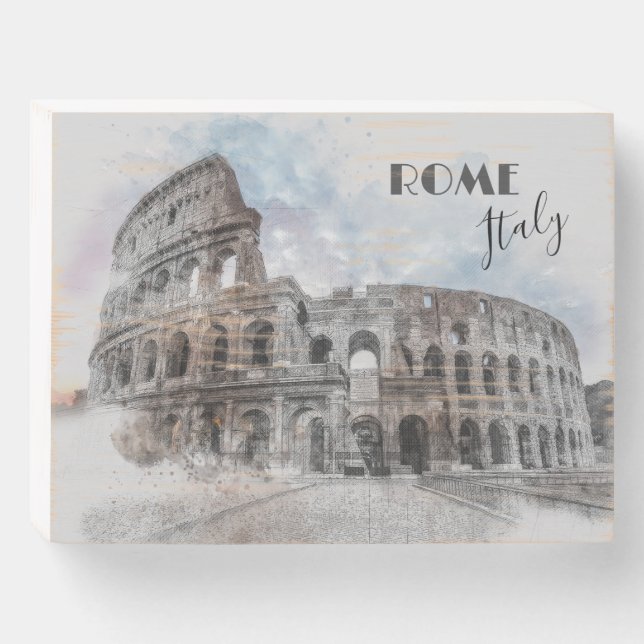 Rome Colosseum Vintage – Italy Wooden Box Wall Art (Front Horizontal)
