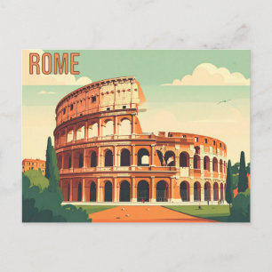 Rome Colosseum Vintage Travel Art Postcard