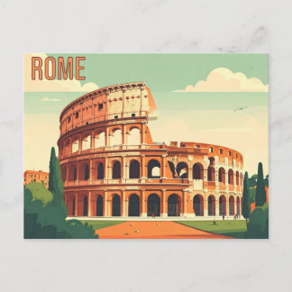 Rome Colosseum Vintage Travel Art Postcard