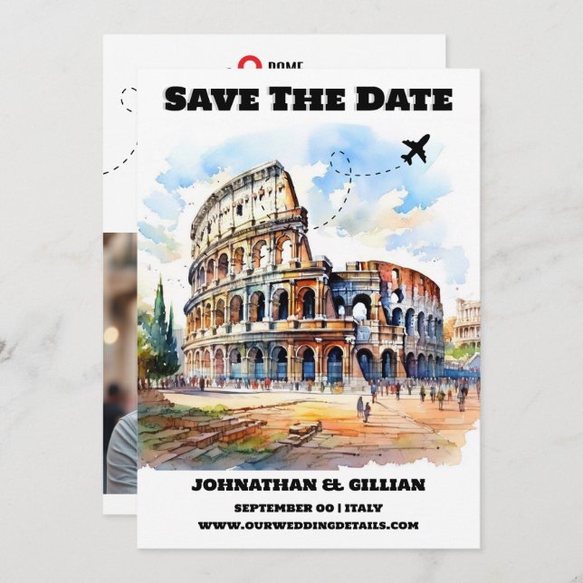 Rome destination wedding save the date modern (Front/Back)