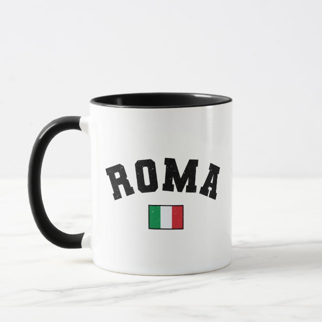 Rome Distressed Athletic Typography w Italian Flag Mug (Left)