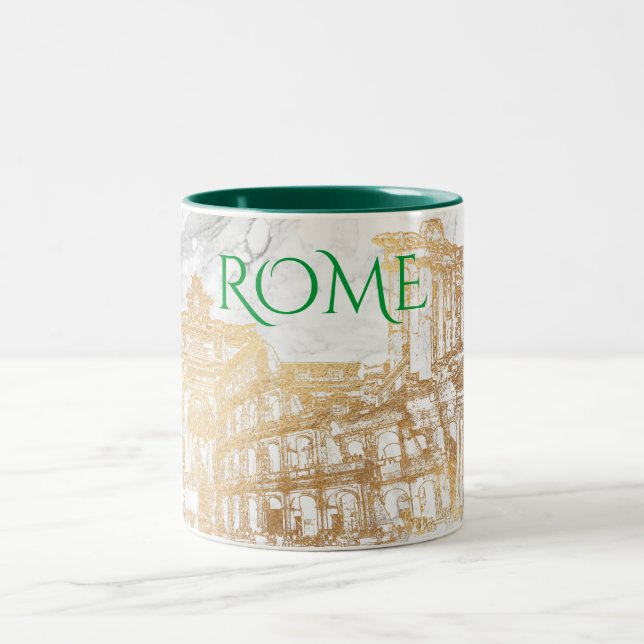 ROME, FAUX GOLD+MARBLE TRAVEL SOUVENIRS Two-Tone COFFEE MUG (Center)