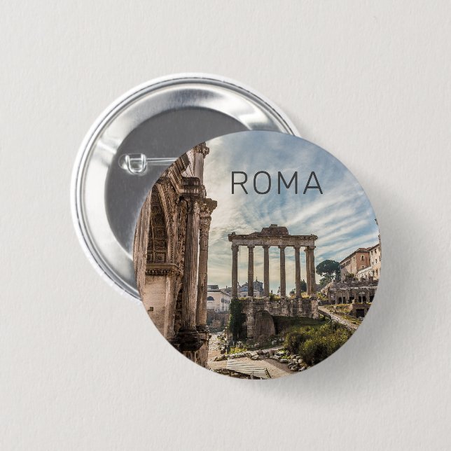 Rome Forum Romanum Italy Holiday Souvenir Button (Front & Back)