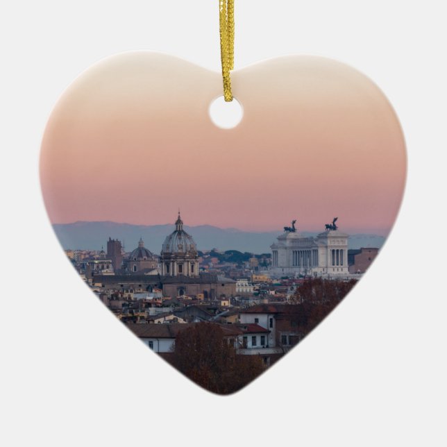 Rome from Gianicolo panorama at sunset Ceramic Ornament (Front)