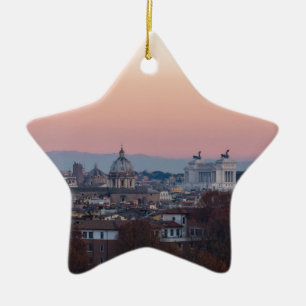 Rome from Gianicolo panorama at sunset Ceramic Ornament