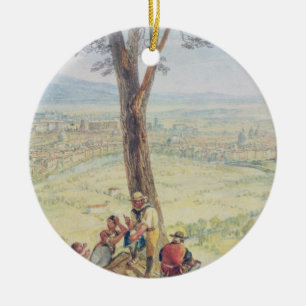 Rome from Monte Mario, c.1818 (w/c over pencil on Ceramic Ornament