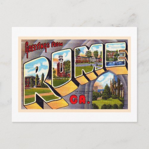 Rome Georgia GA Vintage Large Letter Postcard