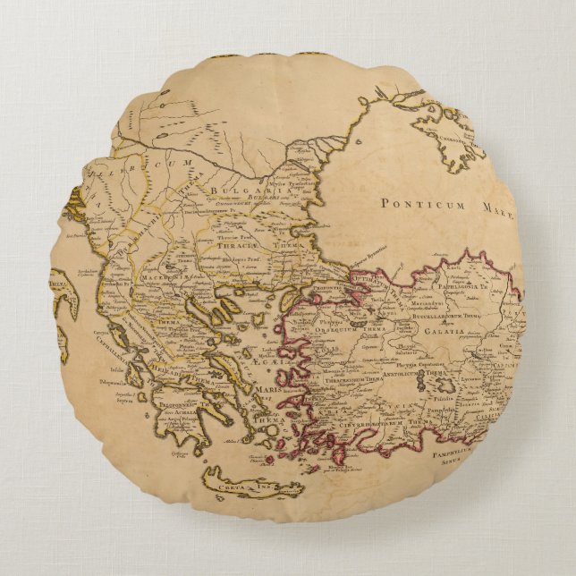 Rome, Greece, Turkey 2 Round Pillow (Front)