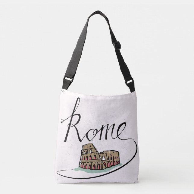 Rome Hand Lettered Design Crossbody Bag (Front)