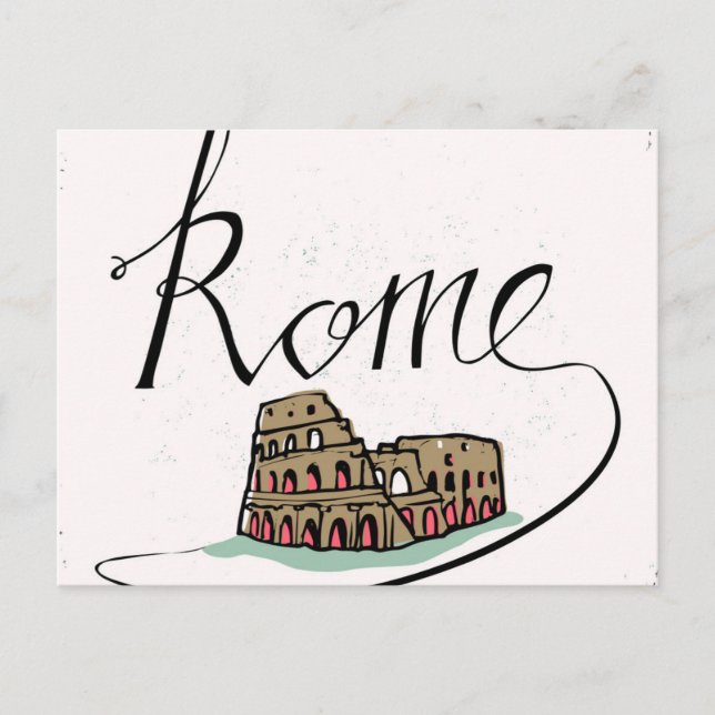 Rome Hand Lettered Design Postcard (Front)