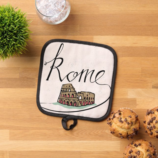 Rome Hand Lettered Design Pot Holder (Top Down)