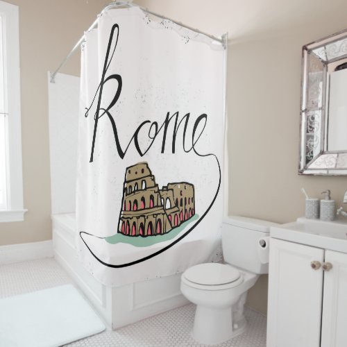 Rome Hand Lettered Design Shower Curtain