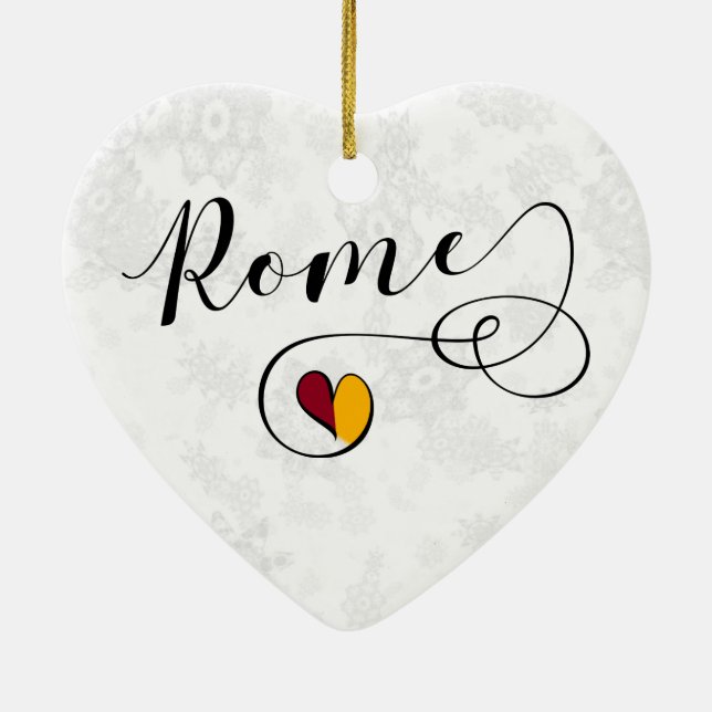 Rome Heart, Christmas Tree Ornament, Italy Ceramic Ornament (Back)