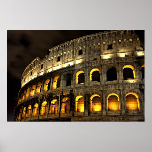 Rome - Illuminated colosseum at night Poster