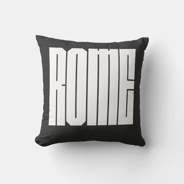 Rome Italian CIty Bold Block Typeface Throw Pillow (Front)
