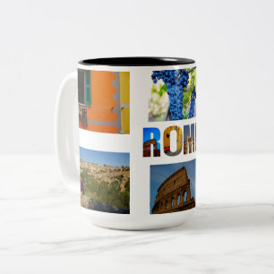 Rome Italy 6 Photos Vacation Collage Two-Tone Coffee Mug