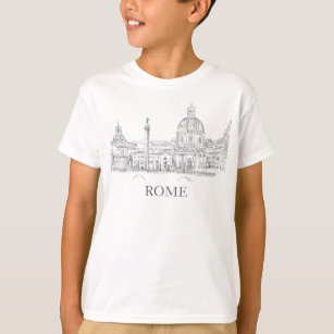 Rome Italy Ancient Architecture Pen and Ink Sketch T-Shirt