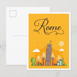 Rome Italy Art Travel Illustration Postcard